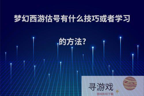 梦幻西游估号有什么技巧或者学习的方法?