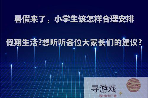 暑假来了，小学生该怎样合理安排假期生活?想听听各位大家长们的建议?