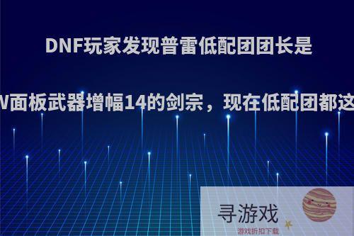 DNF玩家发现普雷低配团团长是一位11W面板武器增幅14的剑宗，现在低配团都这么猛吗?