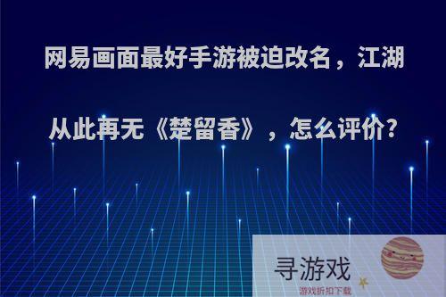 网易画面最好手游被迫改名，江湖从此再无《楚留香》，怎么评价?