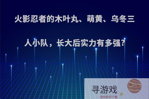 火影忍者的木叶丸、萌黄、乌冬三人小队，长大后实力有多强?