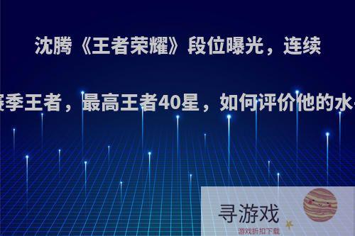 沈腾《王者荣耀》段位曝光，连续7赛季王者，最高王者40星，如何评价他的水平?