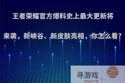 王者荣耀官方爆料史上最大更新将来袭，新峡谷、新皮肤亮相，你怎么看?