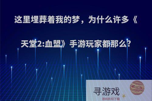 这里埋葬着我的梦，为什么许多《天堂2:血盟》手游玩家都那么?