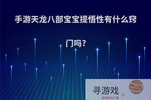 手游天龙八部宝宝提悟性有什么窍门吗?