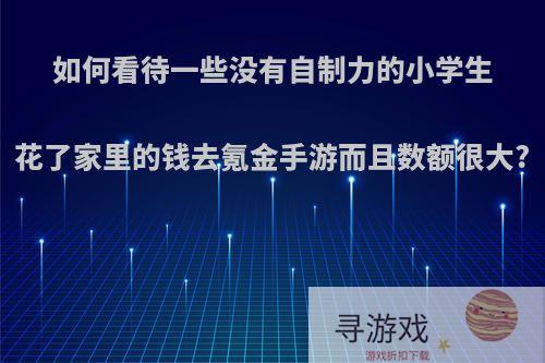 如何看待一些没有自制力的小学生花了家里的钱去氪金手游而且数额很大?