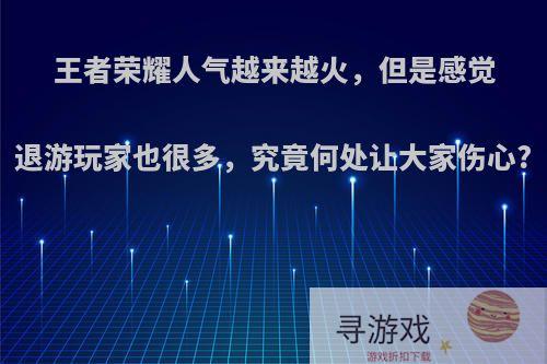 王者荣耀人气越来越火，但是感觉退游玩家也很多，究竟何处让大家伤心?