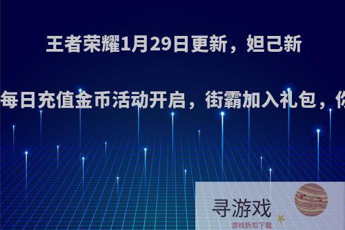 王者荣耀1月29日更新，妲己新皮上线，每日充值金币活动开启，街霸加入礼包，你满意吗?