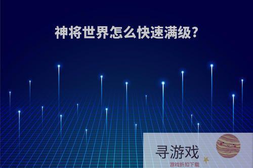神将世界怎么快速满级?
