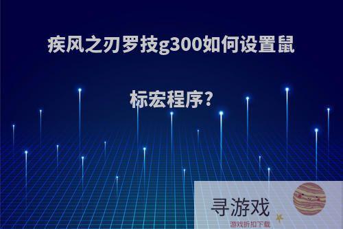 疾风之刃罗技g300如何设置鼠标宏程序?