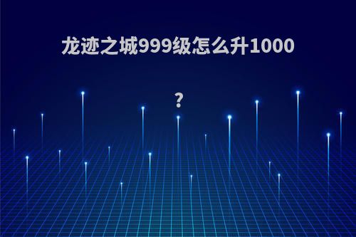 龙迹之城999级怎么升1000?