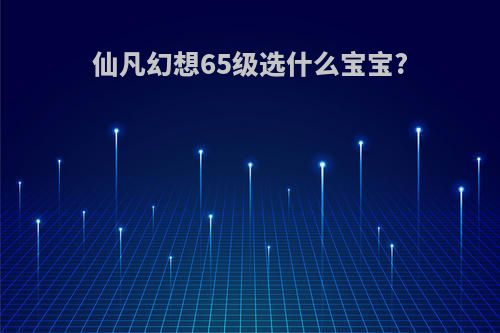 仙凡幻想65级选什么宝宝?