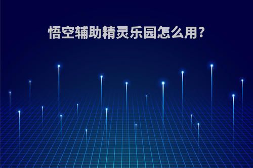 悟空辅助精灵乐园怎么用?