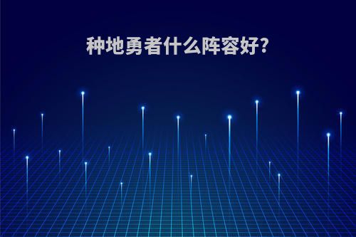 种地勇者什么阵容好?