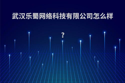 武汉乐蜀网络科技有限公司怎么样?