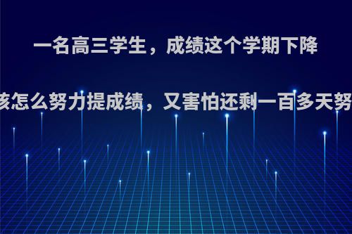 一名高三学生，成绩这个学期下降的很厉害，不知道该怎么努力提成绩，又害怕还剩一百多天努力来不及，怎么办?