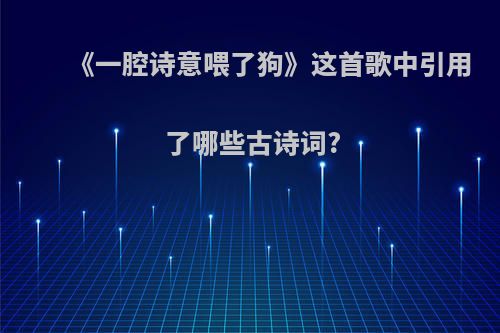 《一腔诗意喂了狗》这首歌中引用了哪些古诗词?