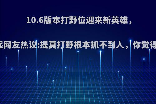 10.6版本打野位迎来新英雄，引起网友热议:提莫打野根本抓不到人，你觉得呢?