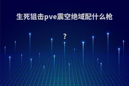 生死狙击pve震空绝域配什么枪?