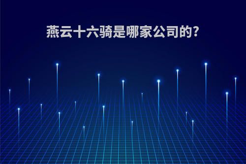 燕云十六骑是哪家公司的?