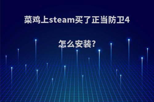 菜鸡上steam买了正当防卫4怎么安装?