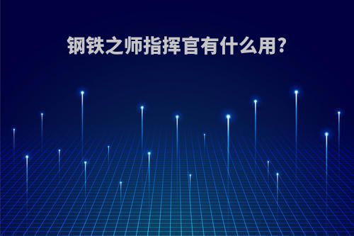 钢铁之师指挥官有什么用?