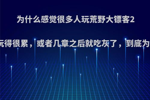 为什么感觉很多人玩荒野大镖客2都说玩得很累，或者几章之后就吃灰了，到底为什么?