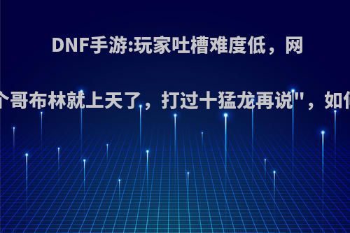 DNF手游:玩家吐槽难度低，网友