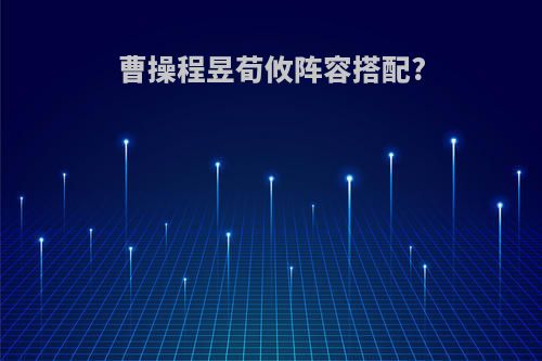 曹操程昱荀攸阵容搭配?
