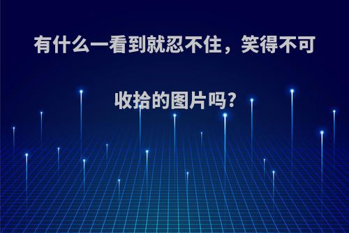 有什么一看到就忍不住，笑得不可收拾的图片吗?