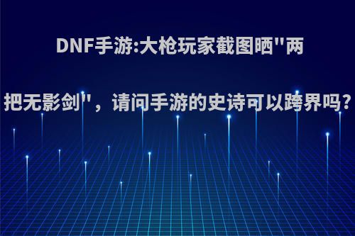 DNF手游:大枪玩家截图晒