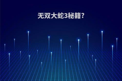 无双大蛇3秘籍?